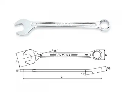 Ключ комбинированный 8мм 15° TOPTUL наличный и безналичный расчет
