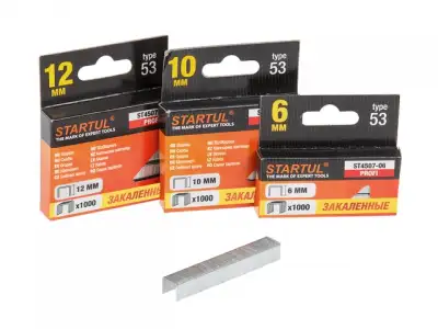 Скобы закалённ. 14мм тип 53 (1000шт) STARTUL PROFI (ST4507-14) (закаленные для пистолета скобозабивного) наличный и безналичный расчет