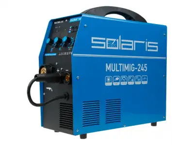 Полуавтомат сварочный Solaris MULTIMIG-245 (220В; MIG/FLUX/MMA/TIG; евроразъем; горелка 3 м; смена полярности; 2T/4T; рег-ка индуктивн.) наличный и безналичный расчет