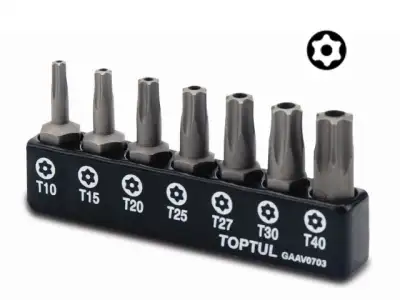 Набор бит TORX с отверст. Т10-Т40 7шт. TOPTUL наличный и безналичный расчет