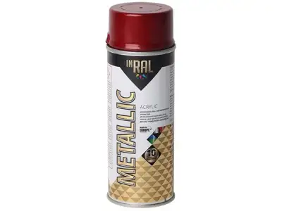 Лак на акриловой основе красный INRAL METALLIC SPRAY 400мл (Цвет красный.) наличный и безналичный расчет