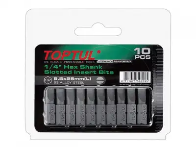 Насадка шлицевая 0,5х3,0х25мм 10шт блистер TOPTUL наличный и безналичный расчет