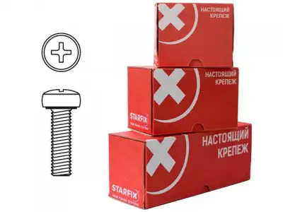 Винт М6х90 мм полусф. головка, цинк, DIN 7985 (50 шт в карт. уп.) STARFIX наличный и безналичный расчет