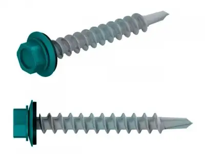 Саморез кровельный 4.8х70 мм цинк, шайба с прокл., PT1, RAL 5021 (100 шт в карт. уп.) STARFIX (по дереву, цвет водная синь) наличный и безналичный расчет