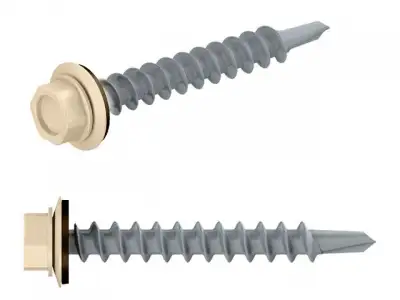Саморез кровельный 5.5х19 мм цинк, шайба с прокл., PT3, RAL 1015 (300 шт в карт. уп.) STARFIX (по металлу, цвет светлая слоновая кость) наличный и безналичный расчет