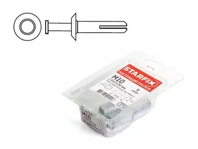 Дюбель-гвоздь 6х65 мм металлический HD (10 шт в пласт. конт.) STARFIX наличный и безналичный расчет