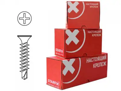 Саморез оконный 3.9х32 мм белый цинк, со сверлом (300 шт в карт. уп.) STARFIX наличный и безналичный расчет
