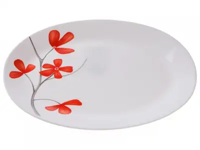 Блюдо стеклокерамическое, 320 мм, овальное, серия Цветок вишни, DIVA LA OPALA (Collection Ivory) наличный и безналичный расчет