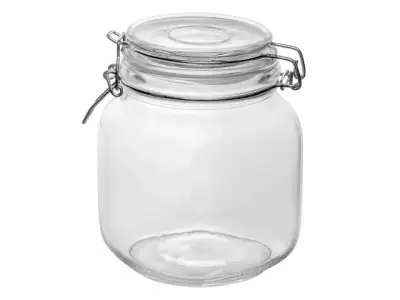 Банка для сыпучих продуктов стеклянная WECKER (Веккер) 1000 мл, PERFECTO LINEA (Банка с бугельным замком из нержавеющей стали) наличный и безналичный расчет