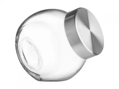 Банка для сыпучих продуктов стеклянная 180 мл, серия Wella (Вэлла)  PERFECTO LINEA (Банка стеклянная с крышкой из нержавеющей стали, 180 мл.) наличный и безналичный расчет