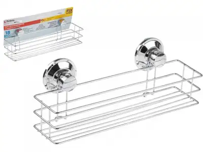 Полка для принадлежностей на вакуумных присосках, хром. сталь, FIX LOCK, PERFECTO LINEA (350x117x110 мм) наличный и безналичный расчет