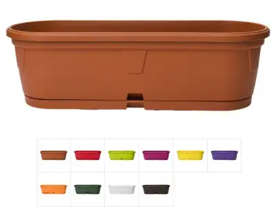 Ящик балконный для цветов Gerber (Гербера) 50x15 см с поддоном, DRINA (цвета в ассортименте) наличный и безналичный расчет