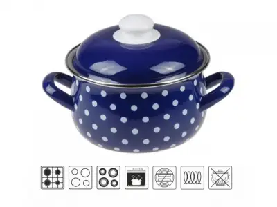 Кастрюля стальная эмалированная, 2.1 л, серия Горошек, PERFECTO LINEA (подходит для всех типов плит, включая индукцию) наличный и безналичный расчет