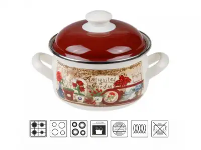 Кастрюля стальная эмалированная, 3.8 л, серия Антик, PERFECTO LINEA (подходит для всех типов плит, включая индукцию) наличный и безналичный расчет