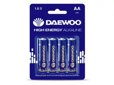 Батарейка AA LR6 1,5V alkaline BL-4шт DAEWOO HIGH ENERGY наличный и безналичный расчет