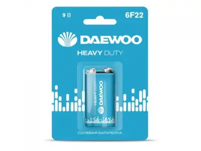 Батарейка 6F22 9V солевая крона DAEWOO Heavy Duty наличный и безналичный расчет