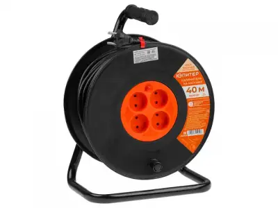 Удлинитель на катушке 40м (4 роз., 3,5кВт, б/з, ПВС 2х1,5) Юпитер (с защитой от перегрузки) (ЮПИТЕР) наличный и безналичный расчет