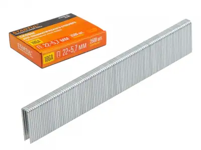 Скобы тип 18GA 25мм (2500шт) STARTUL PROFI (ST4520-25) (для пневмостеплера, сечение 1,25х1,00мм; ширина скобы 5,7мм) наличный и безналичный расчет