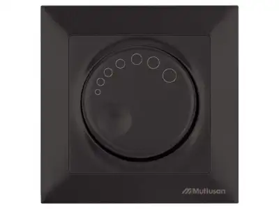 Выключатель поворотный (диммер) (скрытый, винт. зажим, 600Вт) черный, DARIA, MUTLUSAN (220VAC, 60 - 600VA,  50 Hz, IP20) наличный и безналичный расчет