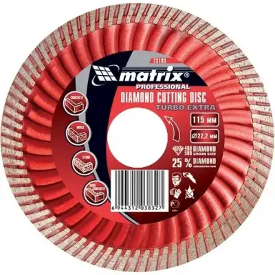 Диск алмазный, отрезной Turbo Extra, 230 х 22.2 мм, сухая резка Matrix Professional наличный и безналичный расчет