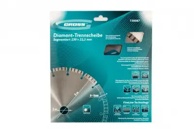 Диск алмазный, 230 х 22.2 мм, лазерная приварка турбо-сегментов, сухая резка Gross наличный и безналичный расчет