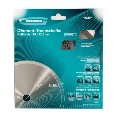 Диск алмазный, 180 х 22.2 мм, сплошной, мокрая резка Gross наличный и безналичный расчет