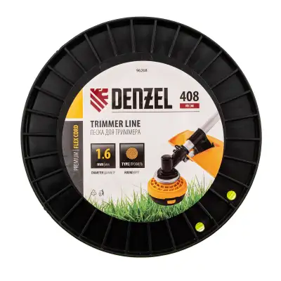 Леска для триммера круглая, 1,6мм х 408м, на DIN катушке FLEX CORD, Denzel наличный и безналичный расчет