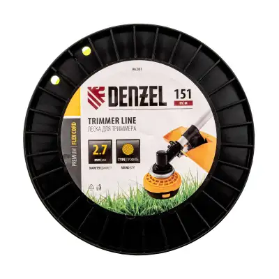 Леска для триммера круглая, 2,7мм х 151м, на DIN катушке FLEX CORD,  Denzel наличный и безналичный расчет