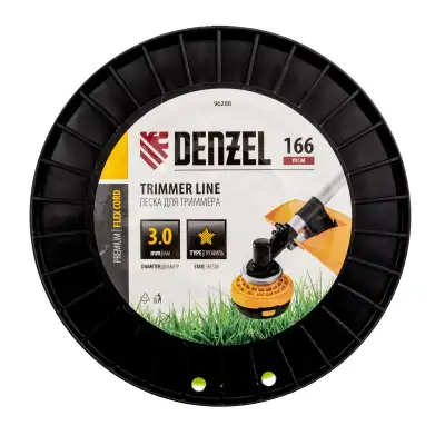 Леска для триммера звезда, 3,0мм х 166м, на DIN катушке FLEX CORD// Denzel наличный и безналичный расчет