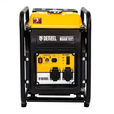 Генератор инверторный GT-3500iF, 3.5 кВт, 230 В, бак 5 л, открытый корпус, ручной старт Denzel наличный и безналичный расчет