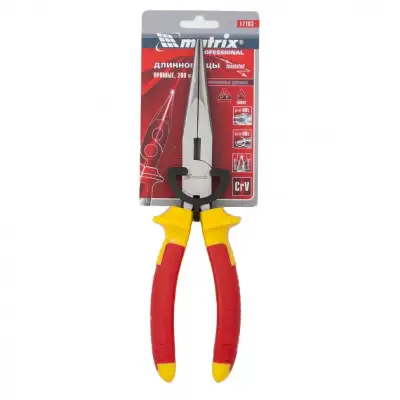 Длинногубцы прямые Insulated, 200 мм, двухкомпонентные рукоятки Matrix Professional наличный и безналичный расчет