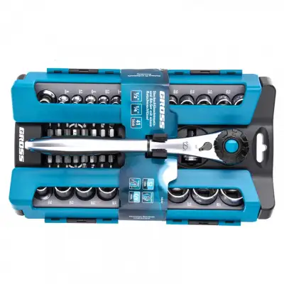 Набор торцевых головок, трещотка 120 зубьев, 41 предмет, 1/2