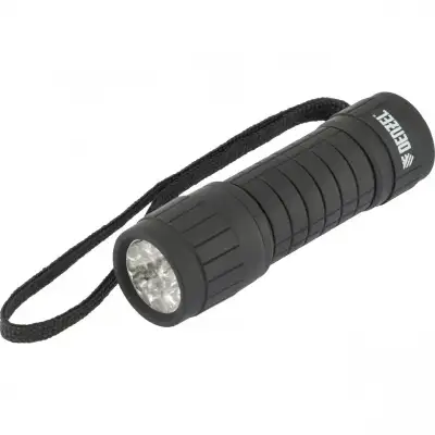 Фонарь светодиодный, черный корпус с мягким покрытием, 9 Led, 3хААА Denzel наличный и безналичный расчет