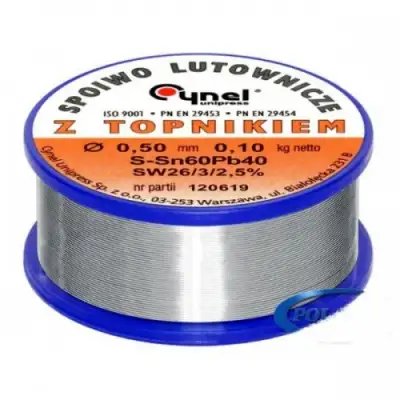 Припой для пайки Sn60Pb40, 2,0мм/100г "Cynel" наличный и безналичный расчет