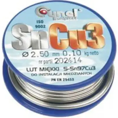 Припой для пайки меди Sn97Cu3, 2,0мм/100г "Cynel" наличный и безналичный расчет