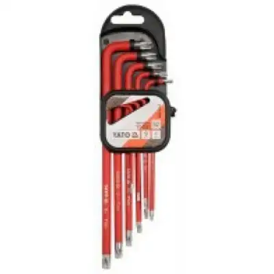 Ключи TORX с отверстием T10-T50 красные (набор 9пр.) S2 "Yato" наличный и безналичный расчет