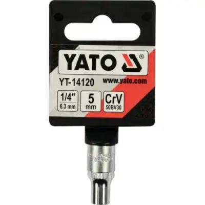 Головка торцевая 1/4" 6гр.  5мм L25мм CrV на держателе "Yato" наличный и безналичный расчет