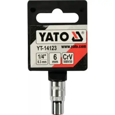 Головка торцевая 1/4" 6гр.  6мм L25мм CrV на держателе "Yato" наличный и безналичный расчет