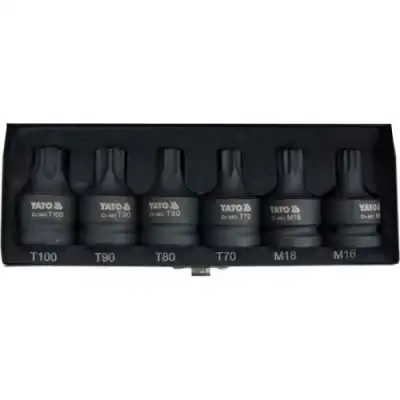Головки-Насадки ударные 3/4" TORX/SPLINE M16, M18, T70, T80, T90, T100 (набор 6пр) "Yato" наличный и безналичный расчет