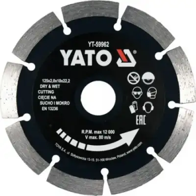 Круг алмазный  125x22.2x2.0мм (сегмент) "Yato" наличный и безналичный расчет