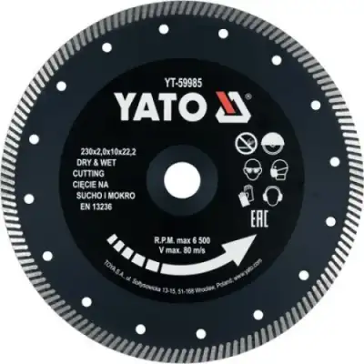 Круг алмазный для керамогранита 230x22.2x2.0мм "Yato" наличный и безналичный расчет