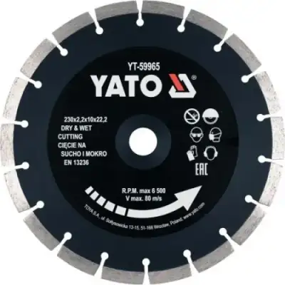 Круг алмазный  230x22.2x2.2мм (сегмент) "Yato" наличный и безналичный расчет