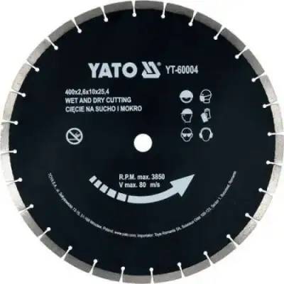 Круг алмазный 400x25,4мм (сегмент) "Yato" наличный и безналичный расчет