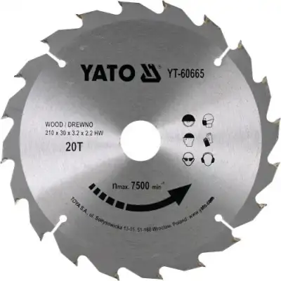 Диск пильный по дереву 210/30 20T с твердосплавными напайками "Yato" наличный и безналичный расчет