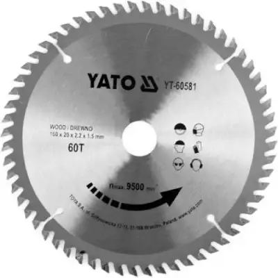 Диск пильный по дереву 160/20 60T с твердосплавными напайками "Yato" наличный и безналичный расчет