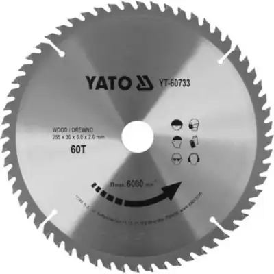Диск пильный по дереву 255/30 60T с твердосплавными напайками "Yato" наличный и безналичный расчет