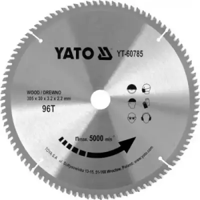 Диск пильный по дереву 305/30 96T с твердосплавными напайками "Yato" наличный и безналичный расчет