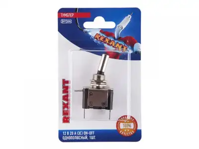Тумблер 12V 20А (3c) ON-OFF однополюсный с красной LED подсветкой (ASW-07D) REXANT (в упак. 1шт.) наличный и безналичный расчет