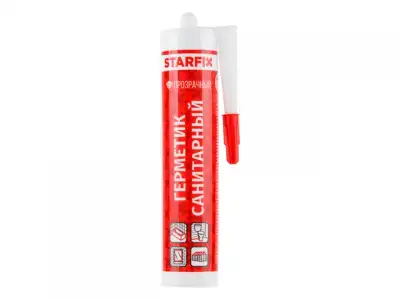 Герметик силиконовый санитарный STARFIX прозрачный, 300 мл наличный и безналичный расчет