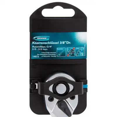 Ключ телескопический трещоточный 3/8, 215-315 мм, CrV, хромированная, двухкомпонентная рукоятка Gross наличный и безналичный расчет